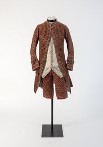 Manteau et culotte en velours rouge tissé pour homme, 1750s